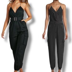 dh NEW YORK Stella belted Cargo pocket v-neck jumpsuit size M strappy NWT